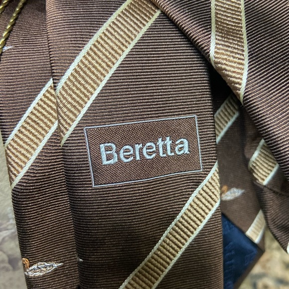 Vintage Brown DUCK Motif Striped BARETTA Silk Men’s Neck Tie Italy NWT - Picture 7 of 7